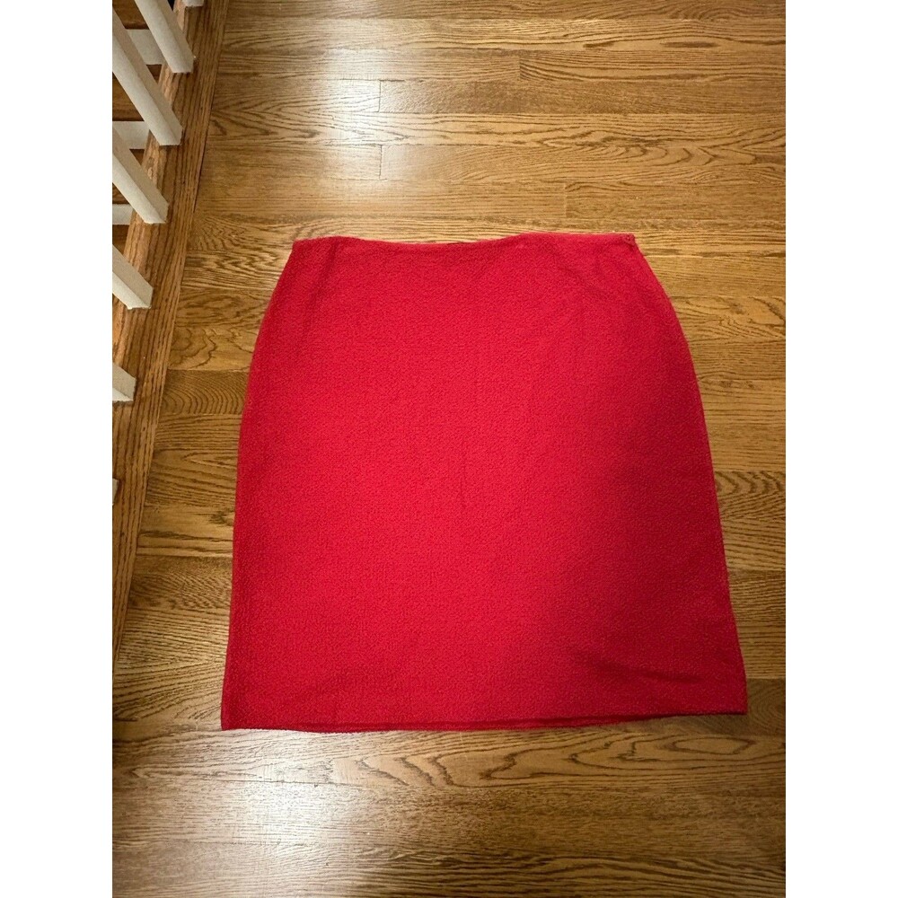 St. John Collection Red Santana Knit Pencil Skirt SZ 14 Women’s Classic Workwear